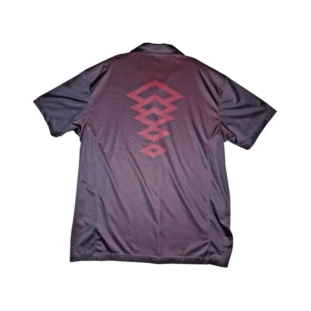 Nike Golf Polo Shirt Mens XXL Geometric Pattern‎ Black / Burgundy Active Dri-Fit